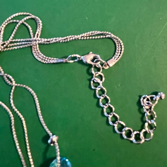 Aqua Color Crystal Beaded Triple Strand Necklace with Glass Bead Earrings - Picture 6 of 7